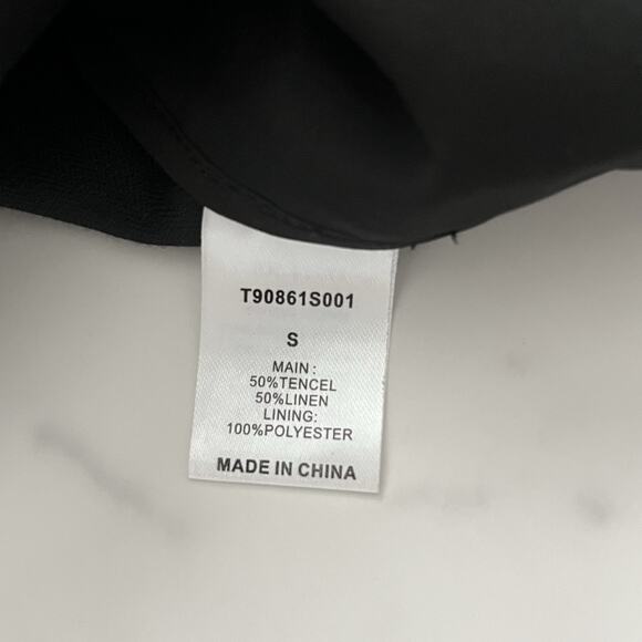 TART Kia Blazer Linen Tencel Ruched Sleeve Black Small Minimalist Casual Chic - Picture 6 of 10